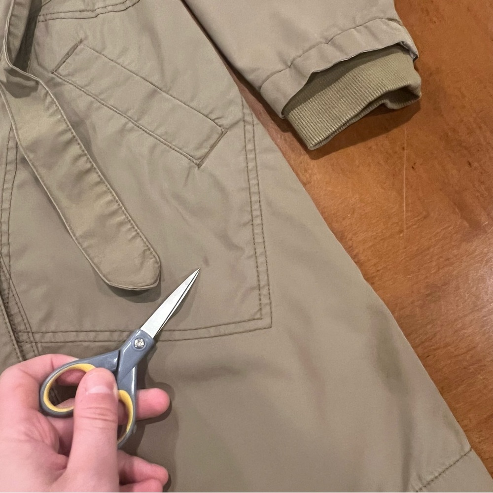 Pilcro x Anthropologie Utility Trench Coat Moss Belted XS Double Breasted Crop - Picture 14 of 15